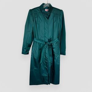 VTG Misty Weather Size 5/6 Rain Coat Belted Removable Lining Emerald Green 1992